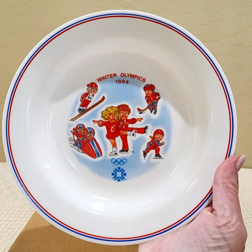 1984 NIB Corelle CAMPBELL'S KIDS Rim Soup Bowl - Winter Olympics in Sarajevo